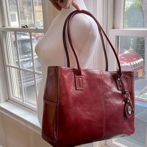 New Fossil Tote/Business Tote Deep Red Leather